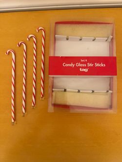 (4) candy cane glass stir sticks