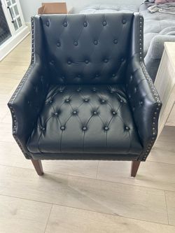Black Faux Leather Wide Chair