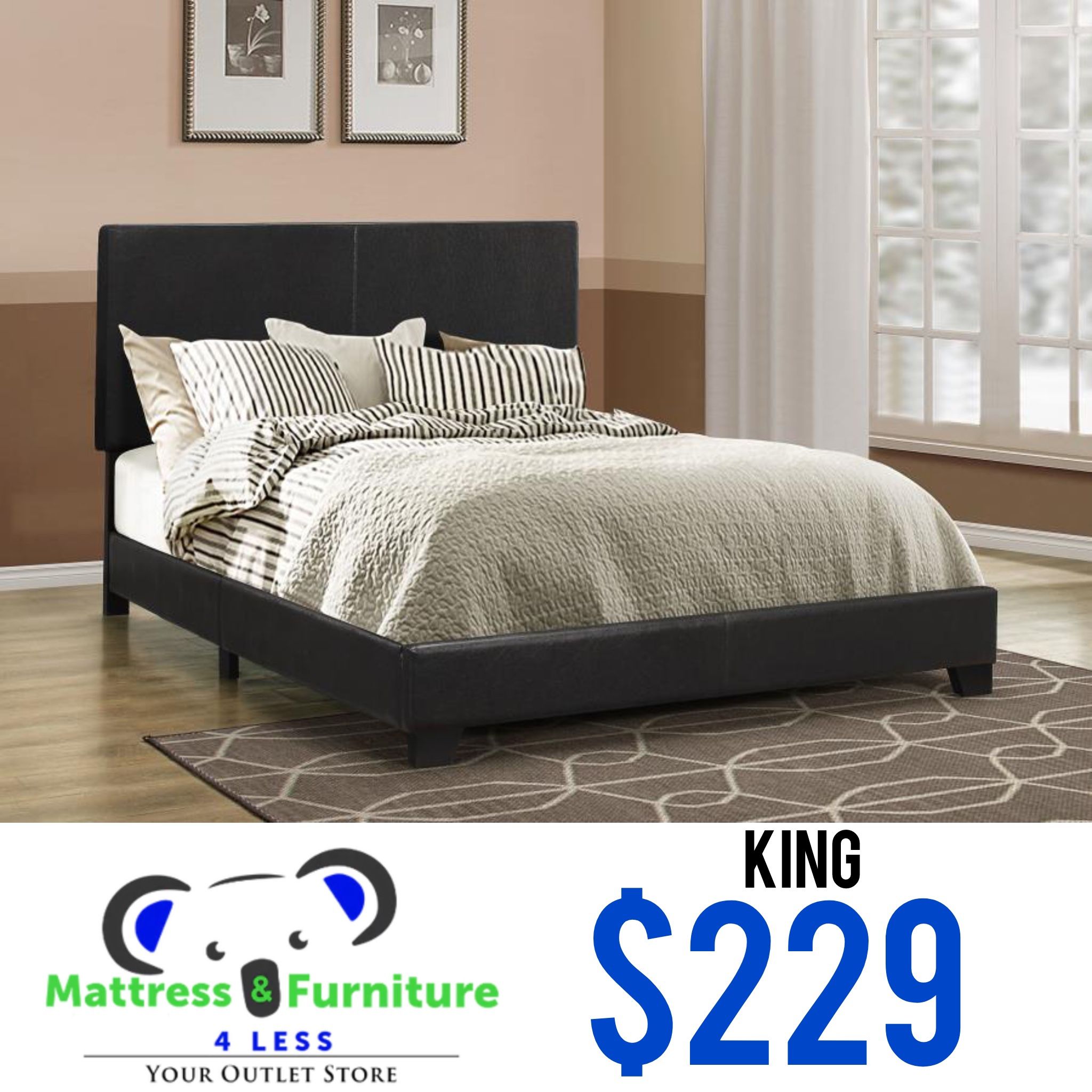 Dorian Faux Leather Upholstered King Panel Bed