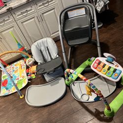 Baby Stuff. High Chair W/booster Seat Option  Activity Center 