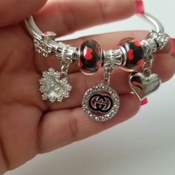 Silver  Charm  heart Bracelet 