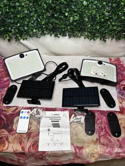 Adiding Solar Outdoor Lights, 202 LEDs Flood Lights with 16.4 ft Cable