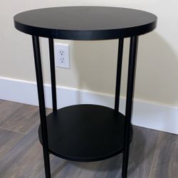 Wood & Metal Black Round End Table