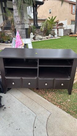 Dark Brown TV Stand with Drawers