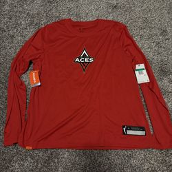 WNBA Nike Las Vegas Aces Logo Long Sleeve T-Shirt Brand New Size XL 