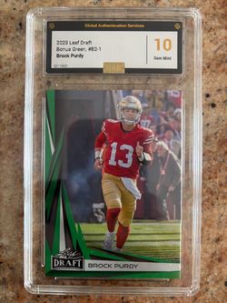 Brock Purdy 2023 Leaf Draft Bonus Green #B2-1 GAS 10