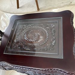 Solid Wood End Tables With Glass Insert 