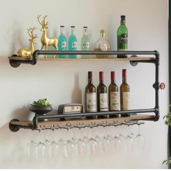 Industrial Pipe Shelves wine rack 