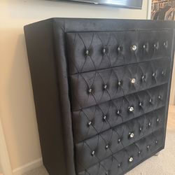 Black Suede Queen Bedroom Set