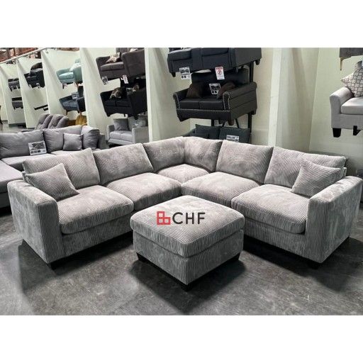 corduroy sectional sofa with ottoman - Limited Time Offer