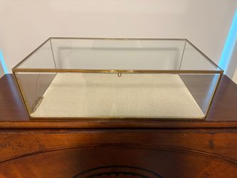 Glass and Brass Display Box with Linen Base