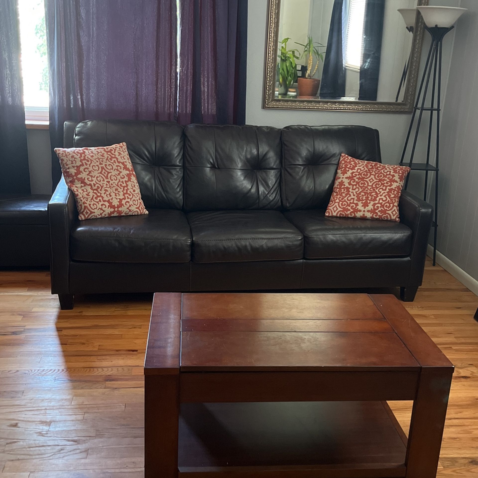 Leather Sleeper Sofa Couch 