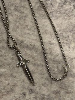 David Yurman Waves Dagger Pendant Necklace with Black Diamonds (43.8mm)