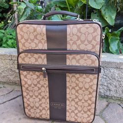 Coach Rolling Carry On  Brown Leather Luggage