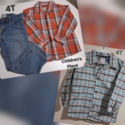 SIZE 4T BOY CLOTHES DRESS SHIRT & JEANS SET (ROPA PARA NIÑO TALLA 4 AÑOS)