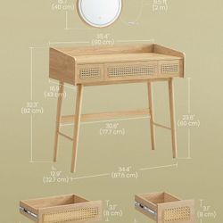 Vanity Desk with Mirror and Lights