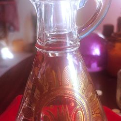Beautiful Vintage Olive Bottle With Golden Print
