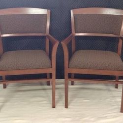 (2) Black Vine Print On Brown Fabric National Admire Office Chair