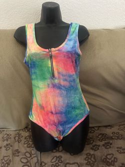 Tie-Dye Bodysuit with Front Zipper with Romper