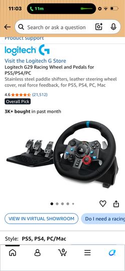 Logitech G29 Racing Wheel & Pedals – PS5, PS4, PC & Mac