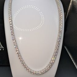4mm Wide Moissanite Tennis Chain 18" .925 Silver