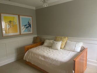 Pine solid wood twin bed with trundle and two mattresses