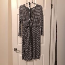 Olive Green fitted Tribal Zip Up V-Neck Dress by LOFT & Belt Women’s M