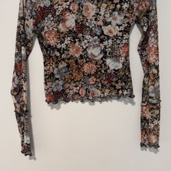Promesa Floral Mesh Mock Neck Crop Top – Size S