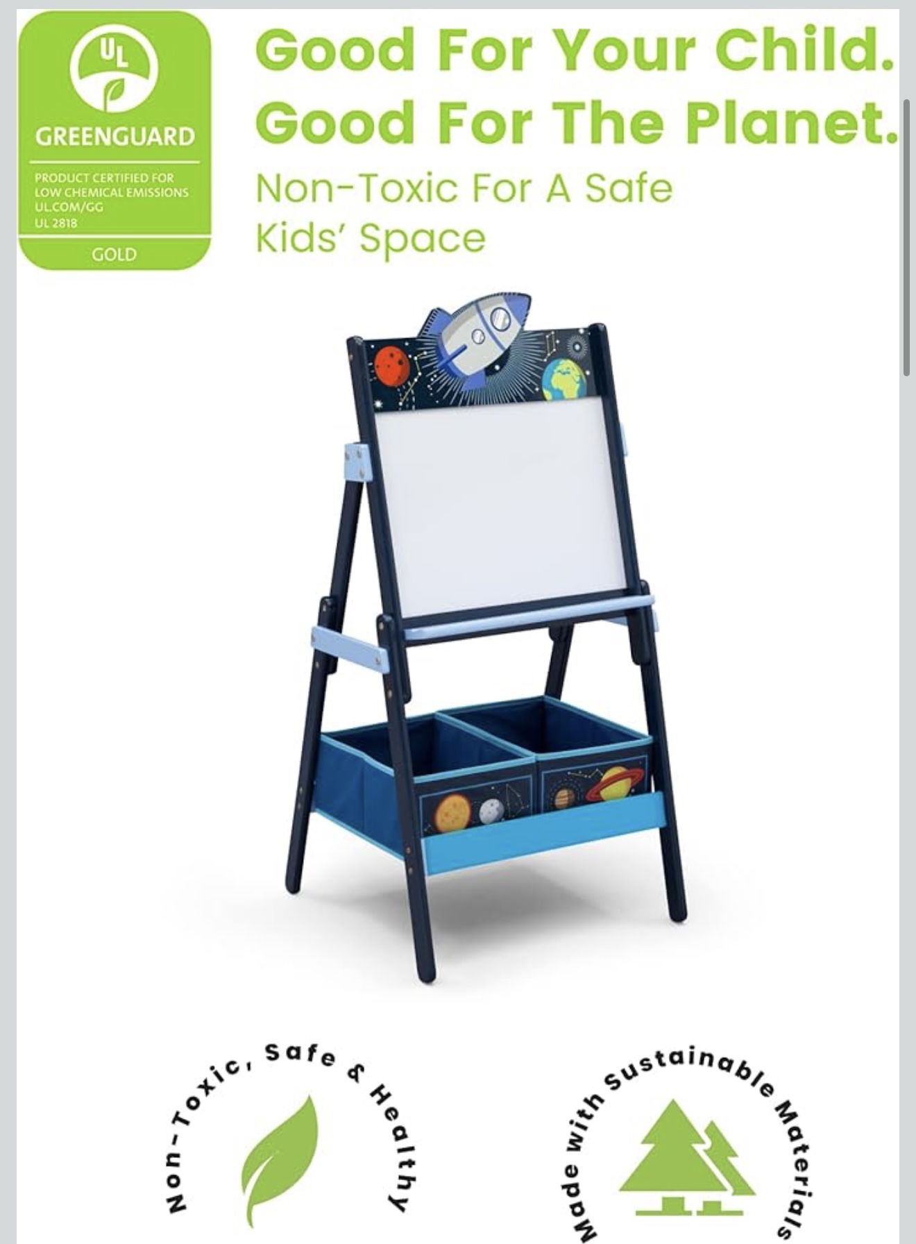 NEW Delta Children Space Adventures Wooden Activity Easel w/ Storage