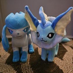 Vaporeon & Glaceon Pokemon Center Plush Stuffed Toy Doll Japan Authentic