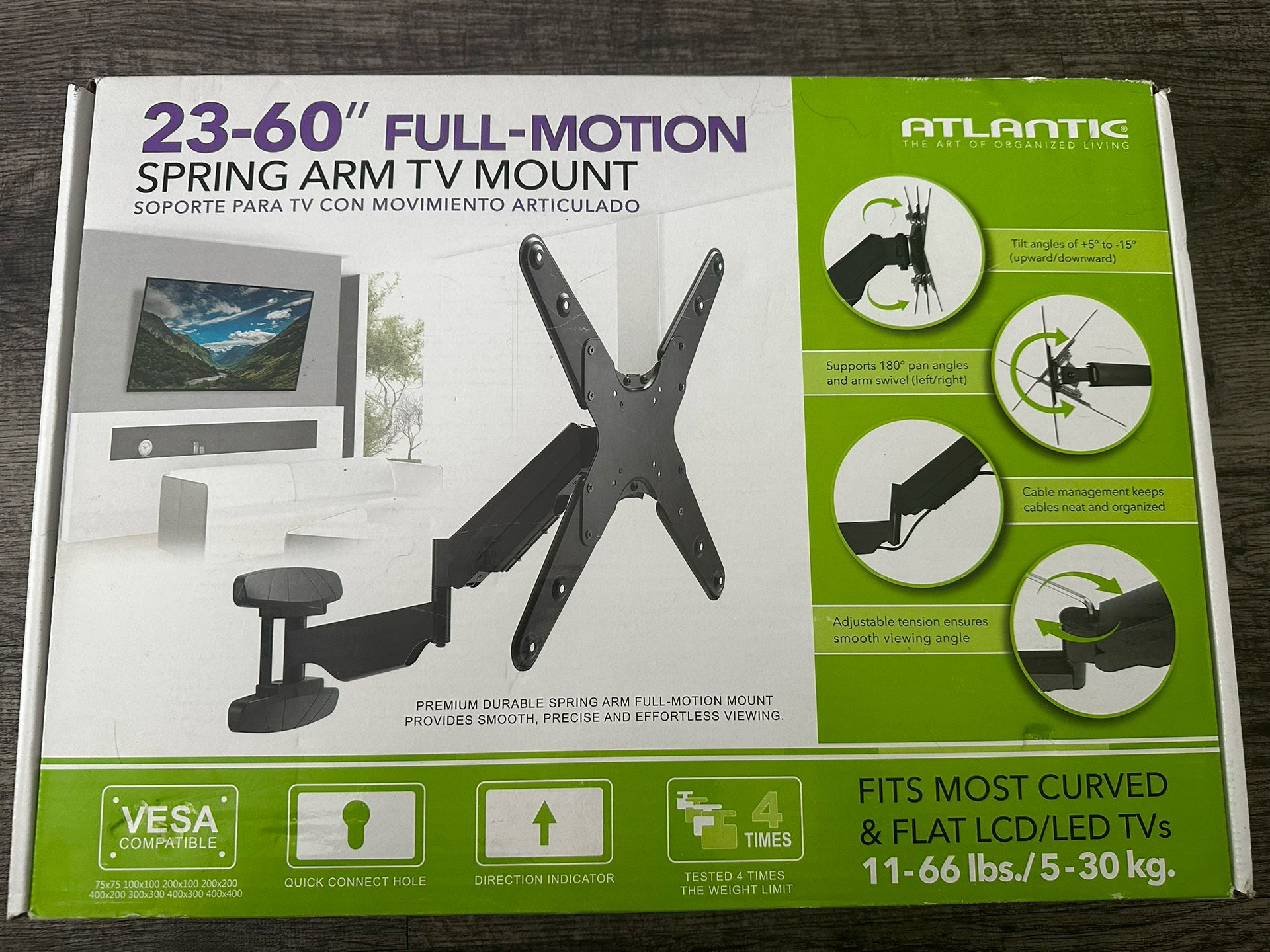 Spring Arm Tv Mount-  23" - 60" Pn6360