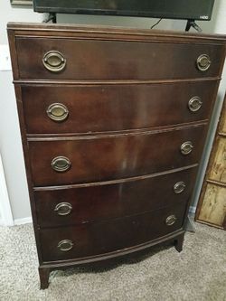 Tall Mahogany Drexel Antique Bowed Front Dresser