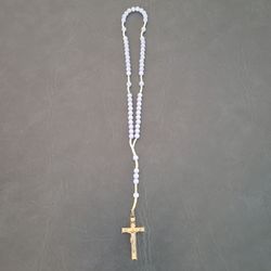 Rosay Necklace - Light Blue Beads, Silver Tone