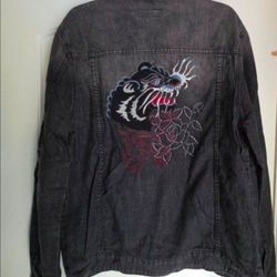 Men's Denim Jacket Trucker Panther Large Inc