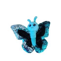 Adventure Planet Sequinimals Butterfly Plush Blue Silver Sequined 12in