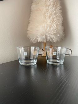 2 Nespresso View Cups Espresso Demitasse Clear Glass Pinch Handles 5 Oz