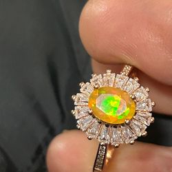 Natural Ethiopian Opal Rose Gold Over Silver