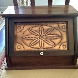 Vintage Wood & Copper Bread Box