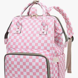 New! Pink Checkered Backpack