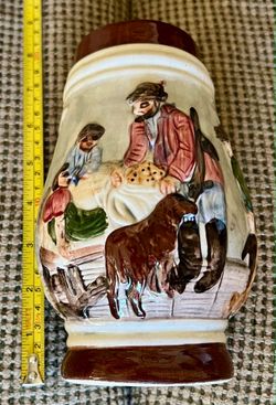 Stein Mug Handpainted Hunter & Dog Scene Made By Acatlipa Mor Ceramica Hergomz