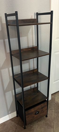 (NEW) 56” High 5 Tier Bookshelf w/Drawer