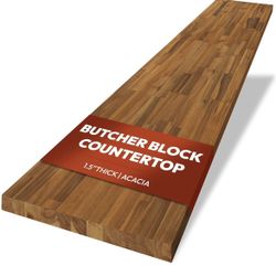Teak Butcher Block Countertop 60 x 25 x 1.5 Inches