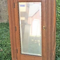 Antique Wall Cabinet Oak With Beveled Mirror 