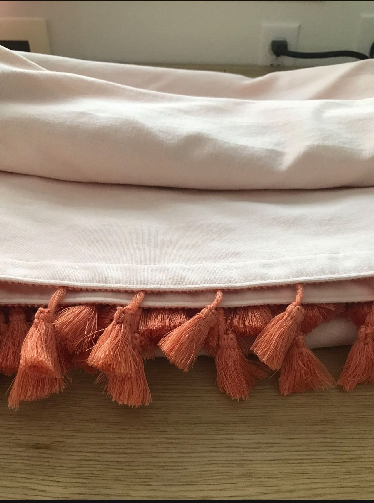Pink Tassels Curtains Set/ 85” Long