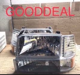 #29 Fit 92-1996 Ford Bronco F150 F250 F350 Chrome Halogen Headlight Head Light Set Pair Lamp