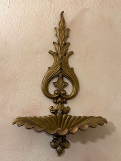 SEXTON Mid Century Cast Aluminum Wall Planter Regency 1960s 26.5" Gold Large