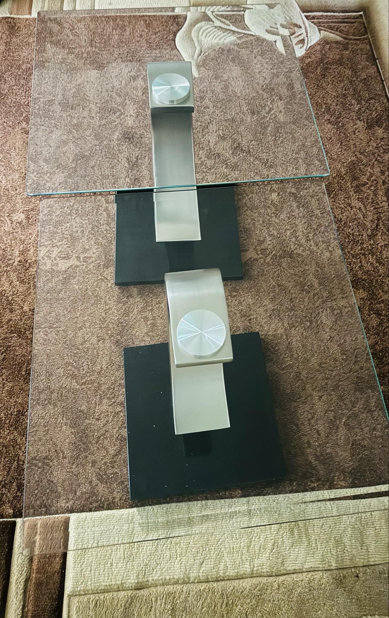 1 Glass Top Coffee Table And 2 Bowery Hill Glass Top End Side Table In Stain Silver