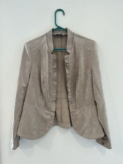 Kate Rosy Blazer Beige Ruffles Size Medium