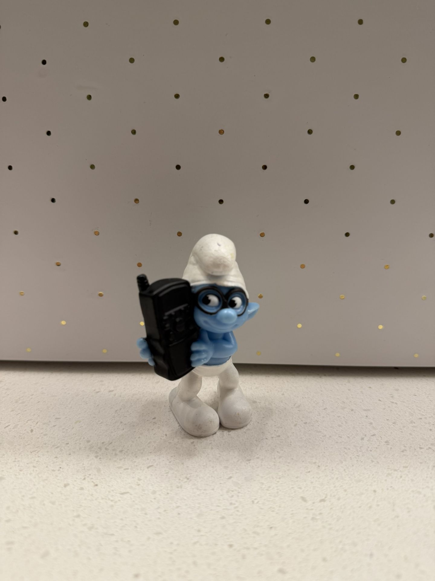 Brainy Smurf W/Phone, Glasses, Hat Collectible Toy Kids Disney 2"H Smurfs Movie