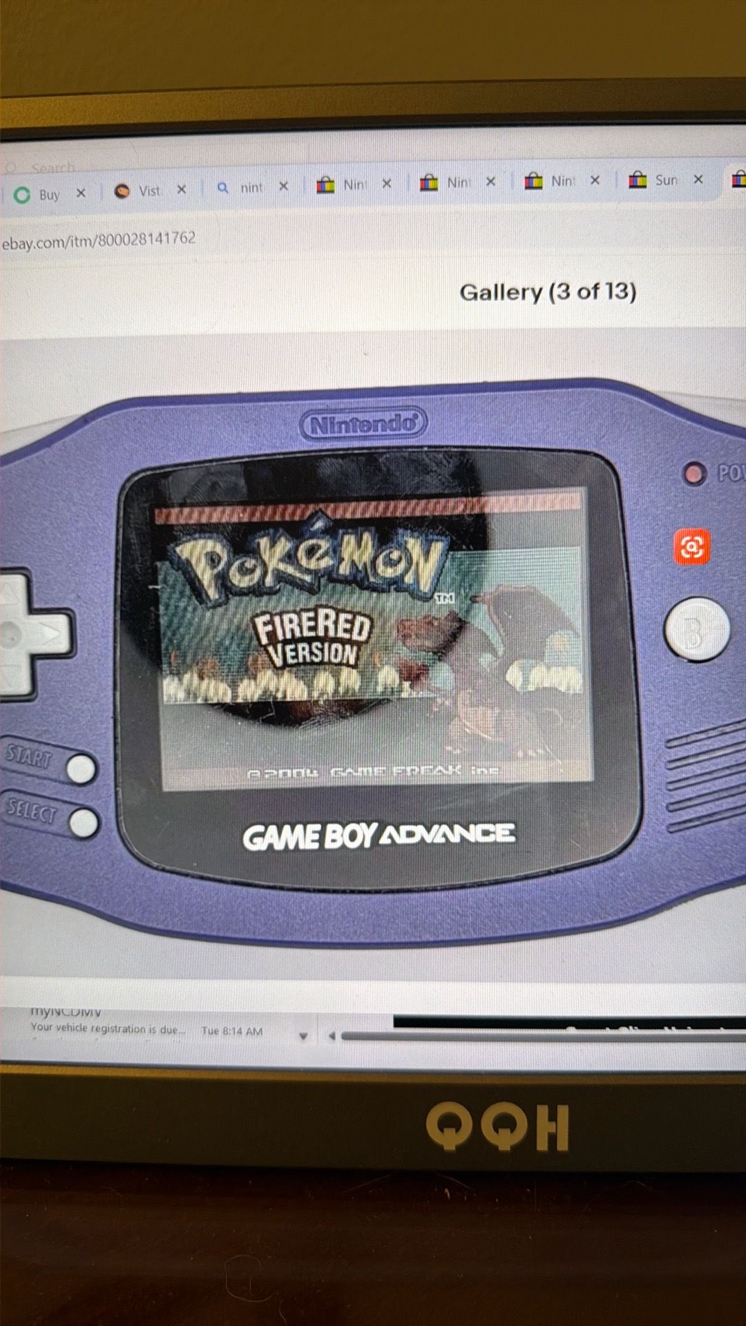Indigo Game Boy Advance with Pokémon cartridge